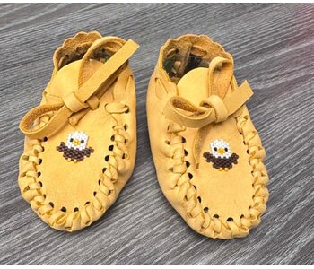 Hand Made New Baby Moccasin with Eagle beading by Dena Leon