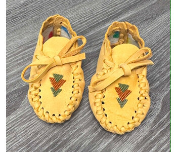 Hand Made New Baby Moccasin with geometric beading by Dena Leon