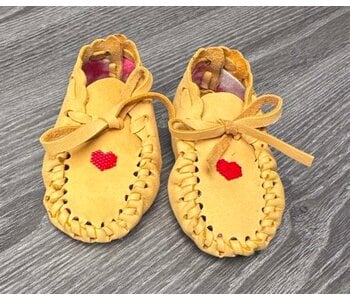 Hand Made New Baby Moccasin with Heart -beading by Dena Leon