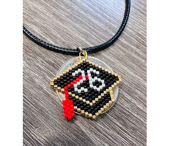 Beaded Grad Cap Pendant by Beading Hearts (Dena Leon)