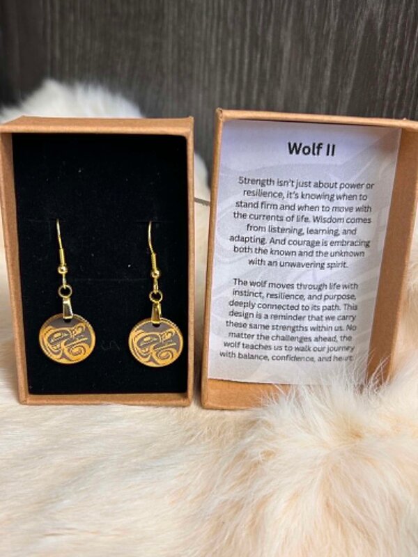 Gold Tone Wolf II .25" Earrings by Raven Wolden