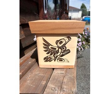 6" Hand made cedar Bentwood Box - Design by Raven Wolden - Raven