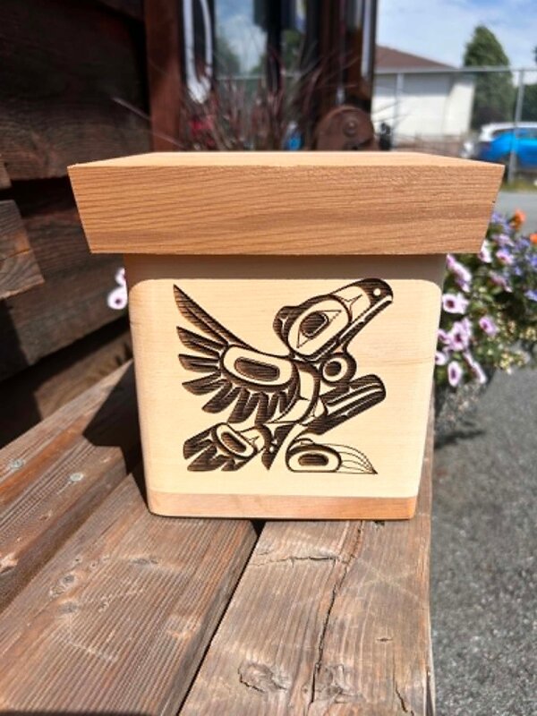 6" Hand made cedar Bentwood Box - Design by Raven Wolden - Raven