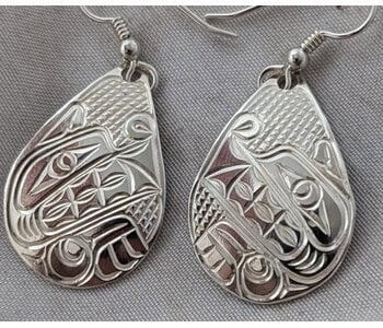 Hand Carved earrings Bear by Richii's art