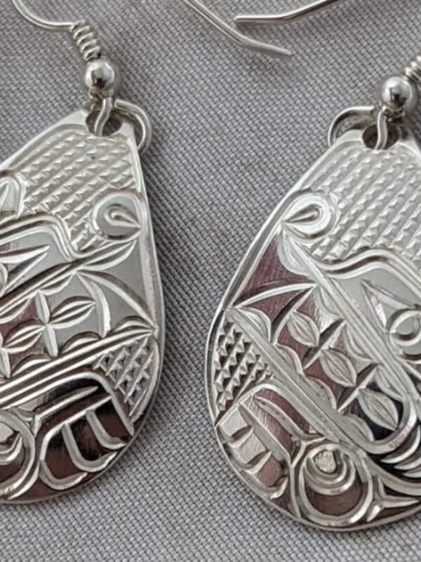 Hand Carved earrings Bear by Richii's art