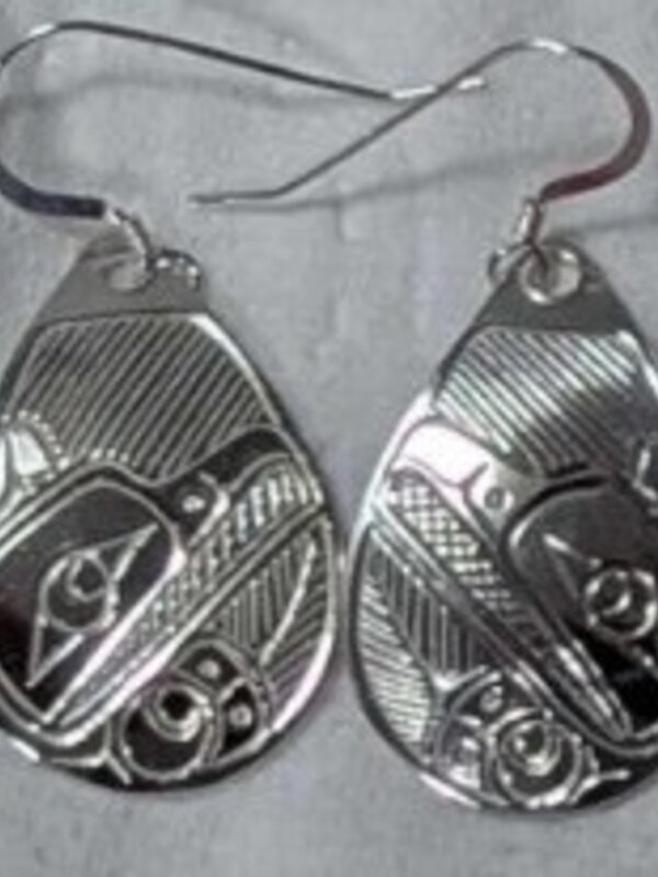 Hand Carved earrings Raven by Richii's art