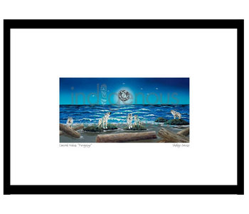 Framed & Matted Art Card Coastal Wolves " Foraging" by Shelley Davies