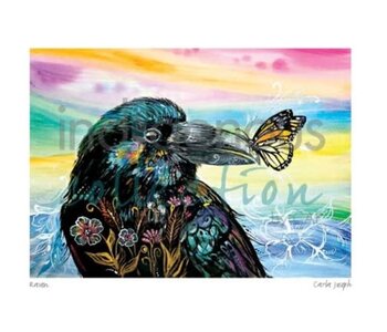 Matted & Framed art card Raven by Carla Joseph