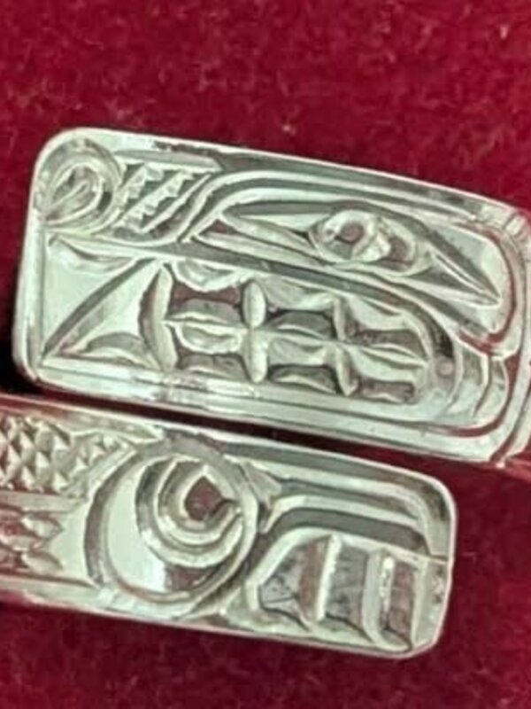 Hand Carved Silver Wrap Ring - Wolf by Richard Lang SZ 8