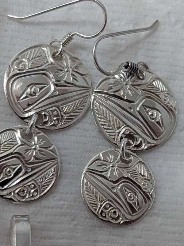 Hand Carved earrings Tier Hummingbird by Richii's art