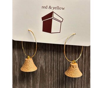 3D Cedar Hats on Gold Hoop by Red & Yellow designs