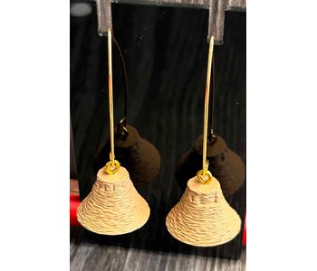 3D printed Cedar Hats on long gold back by Red & Yellow designs