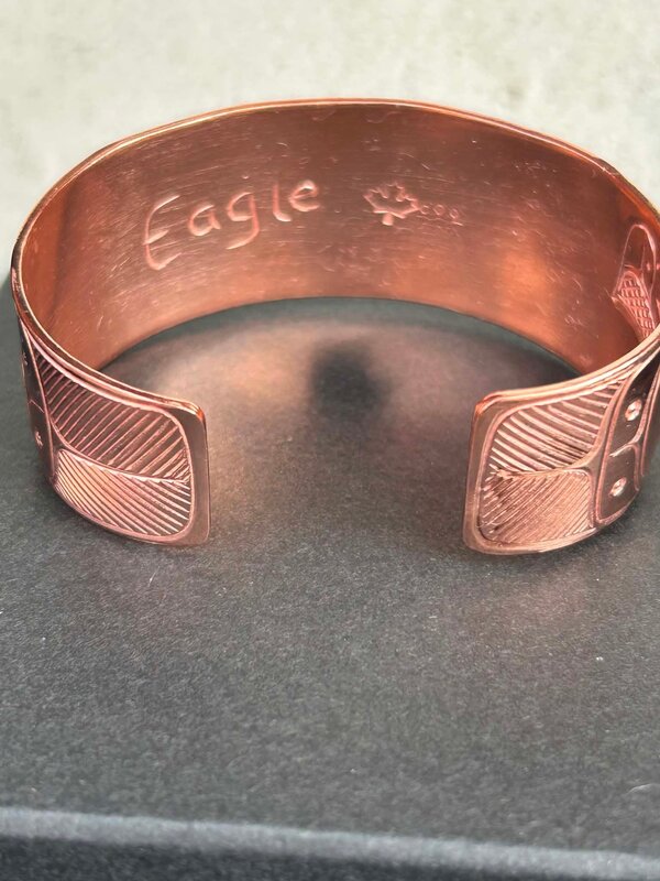 Hand Carved Copper  1" Bracelet - Eagle by Richard Lang