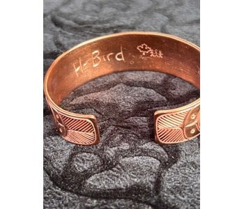 Hand Carved 3/4" Copper Cuff Bracelet - Hummingbird by Richard Lang