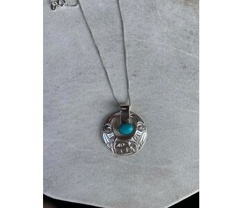 Eclipse Orca Pendant with Oval London blue Turqoise by Richard Lang