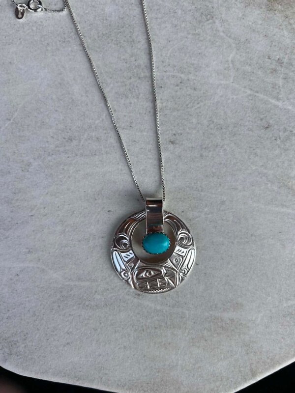 Eclipse Orca Pendant with Oval London blue Turqoise by Richard Lang