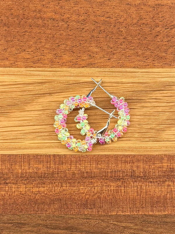 Small Beaded Hoop Earrings By Jenn Carman