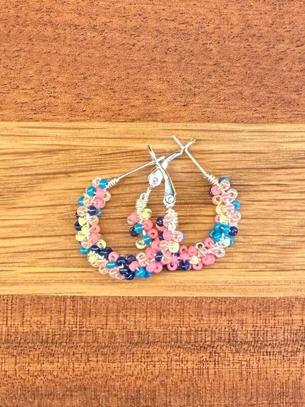Small Beaded Hoop Earrings by Jenn Carman