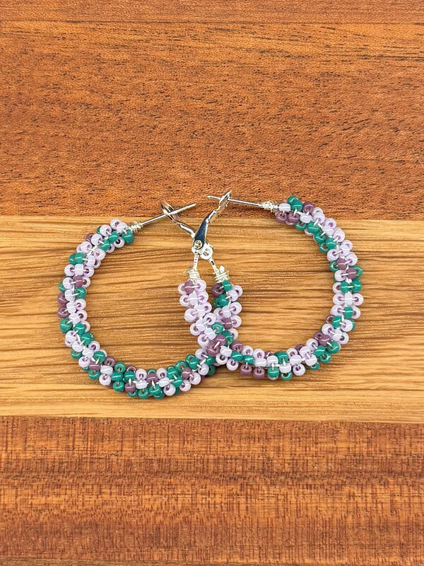 Large Beaded Hoop Earrings by Jenn Carman