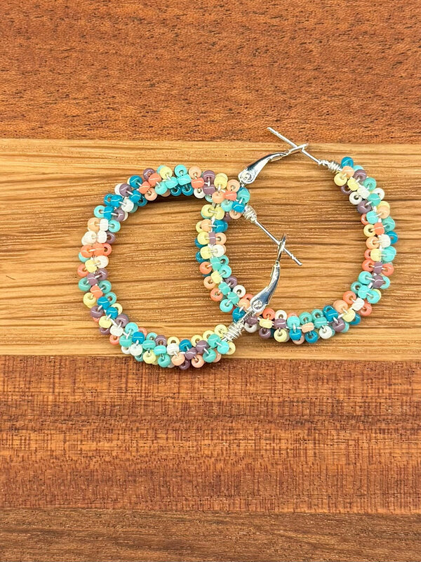 Large beaded Hoop Earrings by Jenn Carman