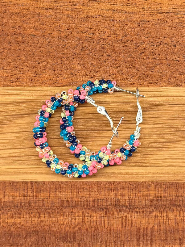 Large Beaded Hoop Earrings by Jenn Carman