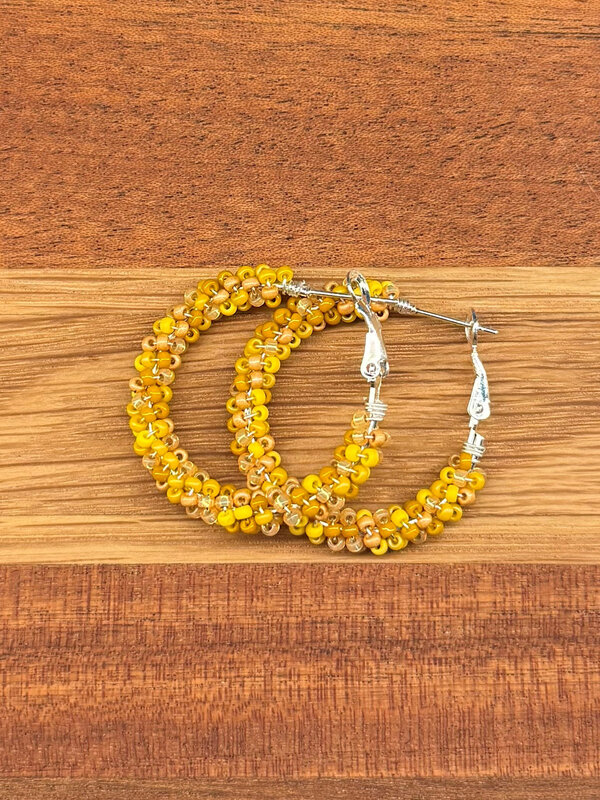 Large Beaded Hoop Earrings By Jenn Carman
