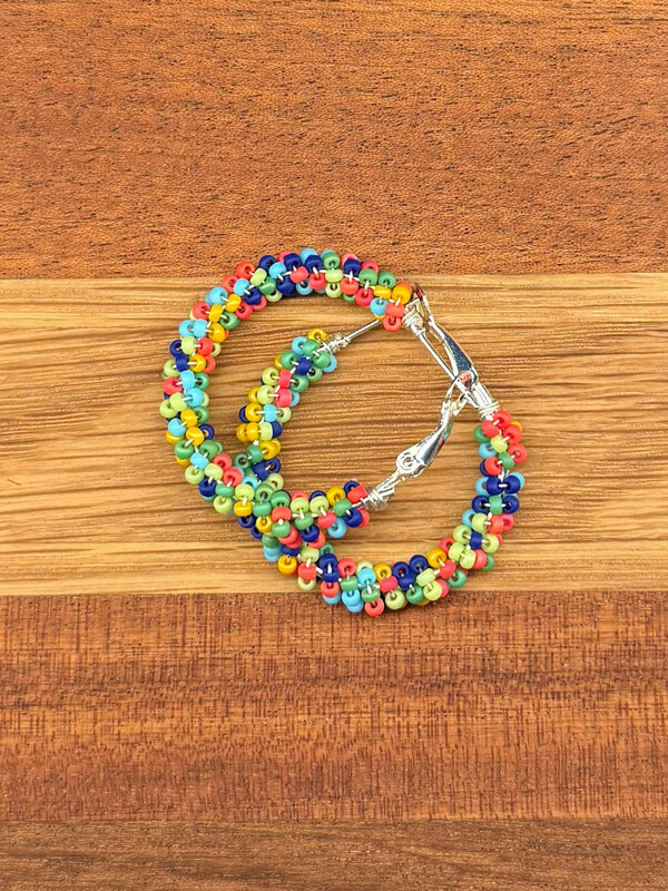 Large Beaded Hoop Earrings By Jenn Carman