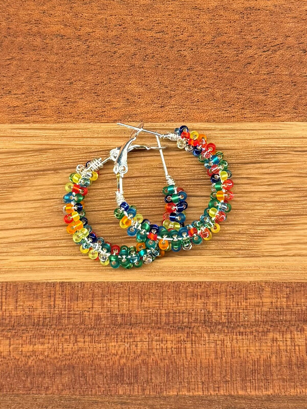 Med beaded hoop Earrings by Jenn Carman