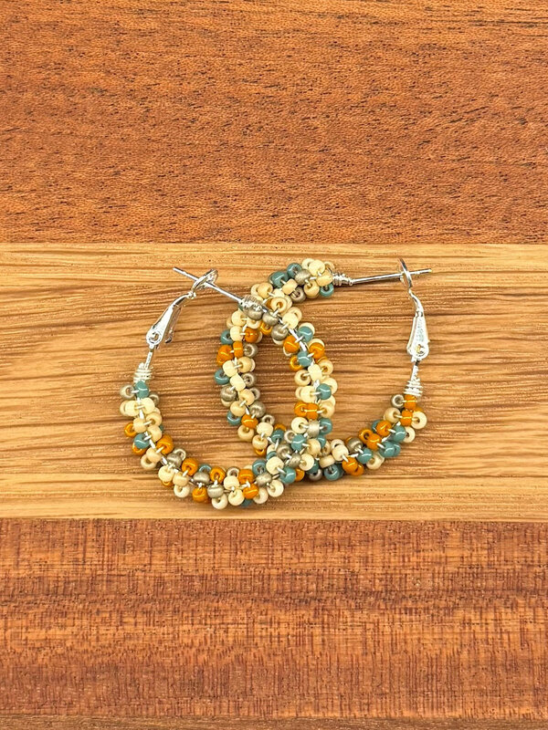 Medium Beaded Hoop Earrings by Jenn Carman