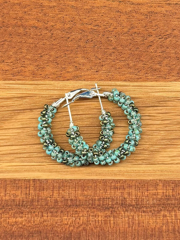 Medium Beaded Hoop Earrings by Jenn Carman