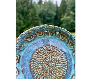 Hand made ceramic 3in1 herb striper, garlic grater and spoon rest by Cynthia Robinson