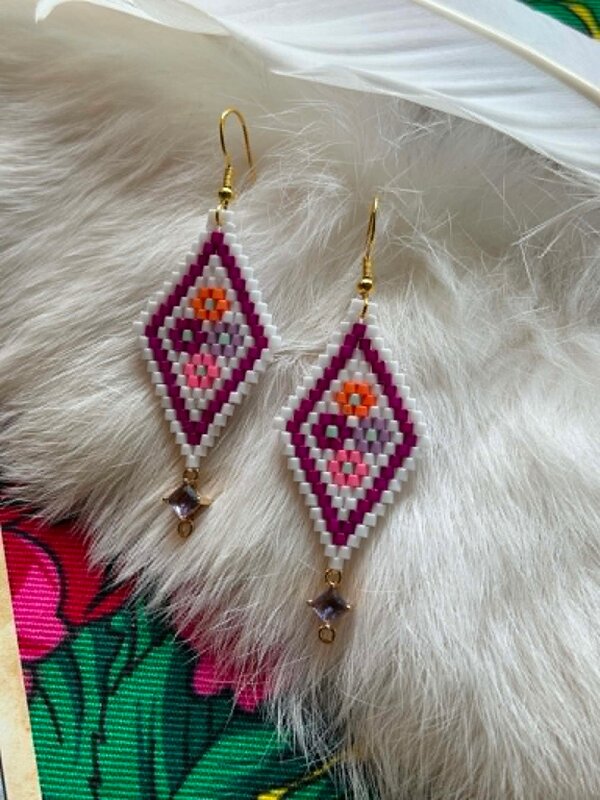 Medium Beaded Earrings by Little Spark Cree-ations