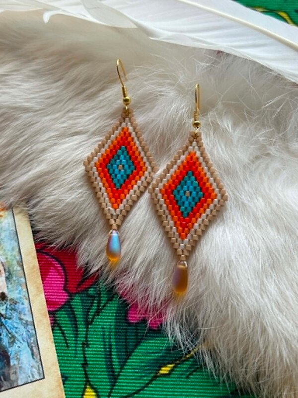 Medium Beaded Earrings by Little Spark Cree-ations