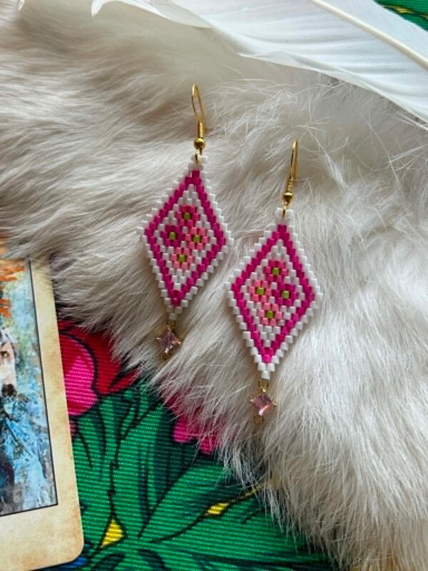 Medium Beaded Earrings by Little Spark Cree-ations