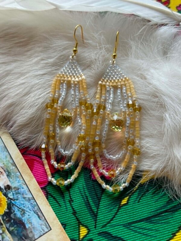 Medium Beaded Earrings by Little Spark Cree-ations