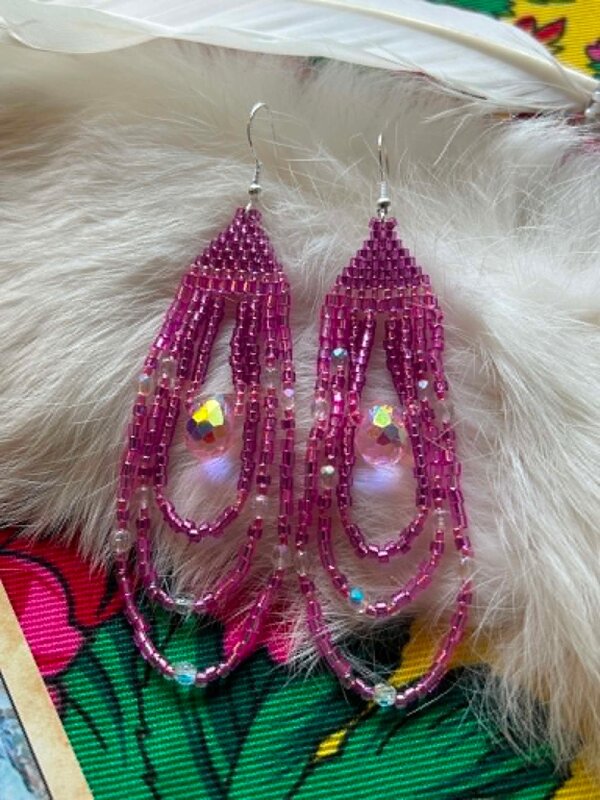 Medium Beaded Earrings by Little Spark Cree-ations