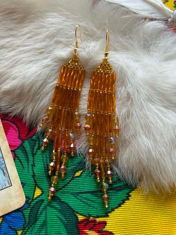 Medium Beaded Earrings by Little Spark Cree-ations