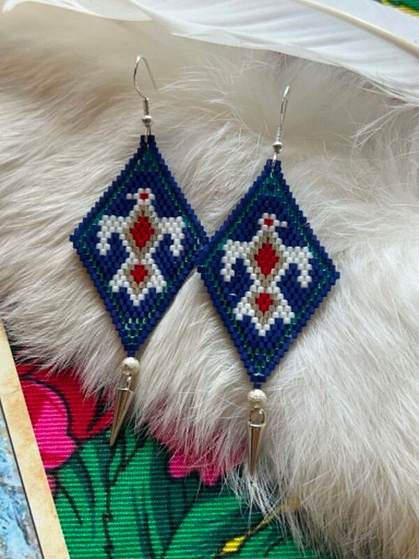 Large beaded Earrings by Little Spark Cree-ations