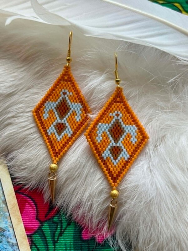 Large beaded Earrings by Little Spark Cree-ations