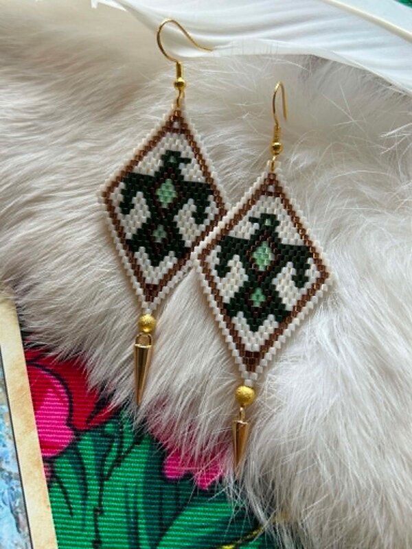 Large beaded Earrings by Little Spark Cree-ations