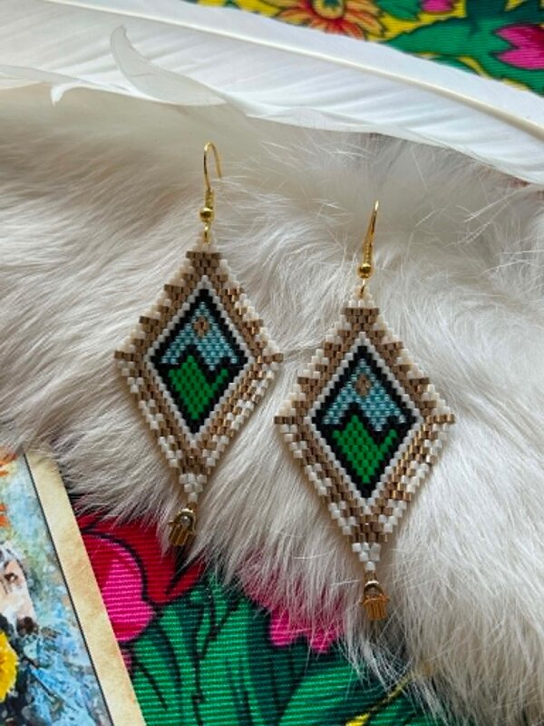 Large beaded Earrings by Little Spark Cree-ations