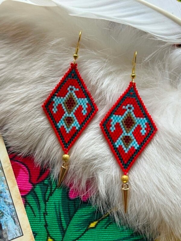 Large beaded Earrings by Little Spark Cree-ations