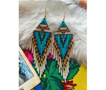Large Fringe beaded Earrings by Little Spark Cree-ations