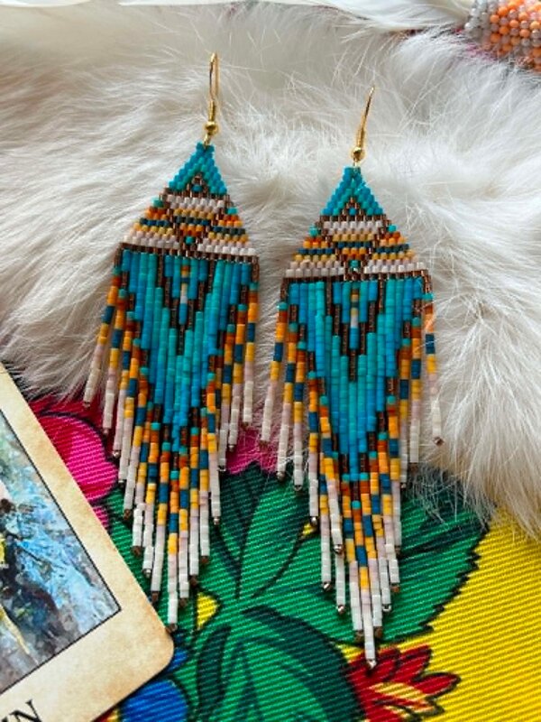 Large Fringe beaded Earrings by Little Spark Cree-ations
