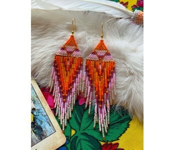 Large Fringe beaded Earrings by Little Spark Cree-ations