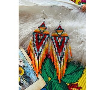 Large Fringe beaded Earrings by Little Spark Cree-ations