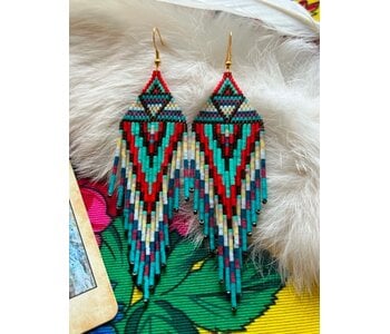 Large Fringe beaded Earrings by Little Spark Cree-ations