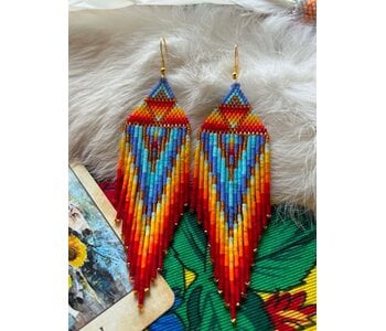 Large Fringe beaded Earrings by Little Spark Cree-ations
