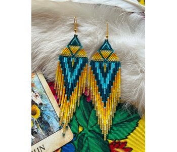 Large Fringe beaded Earrings by Little Spark Cree-ations