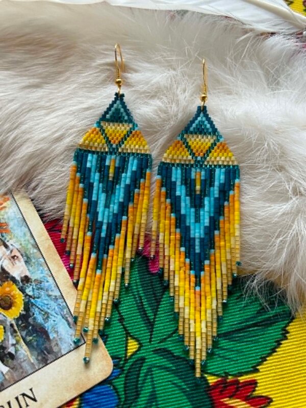 Large Fringe beaded Earrings by Little Spark Cree-ations